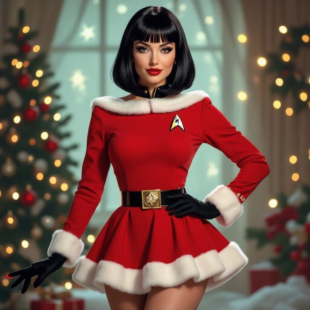 Pin-Up Loxy in Festive Star Trek Uniform