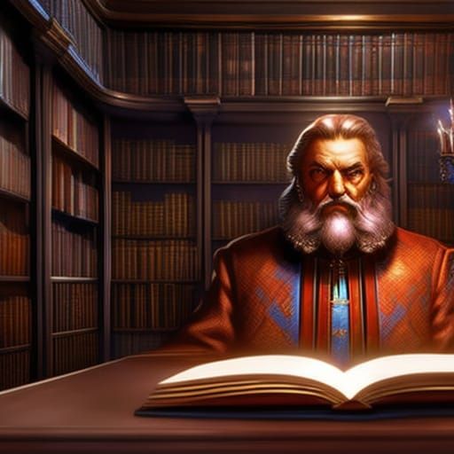 Wise Man Reading: Hyperrealistic Splash Art