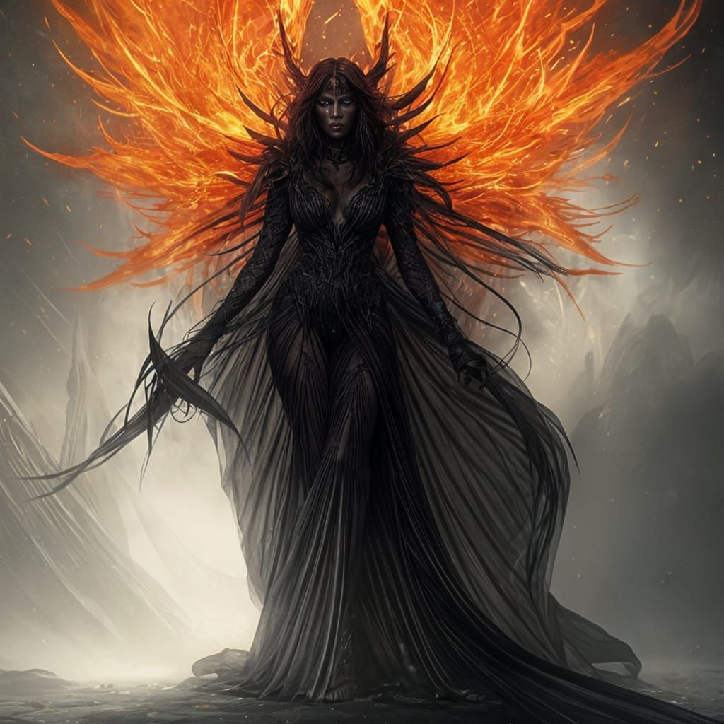 Demoness Dancing in Hellfire: Sinister Art