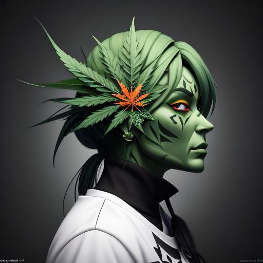 Spooky Marijuana Leaf Logo in 3D Anime Art