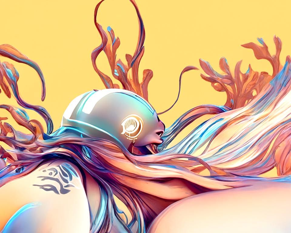 Coral Siren Digital Art in Ultra-Fine Detail