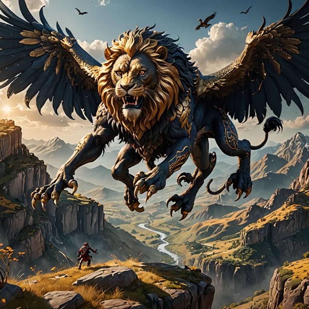 Sharabha Leaps: Detailed Matte Painting in 8K