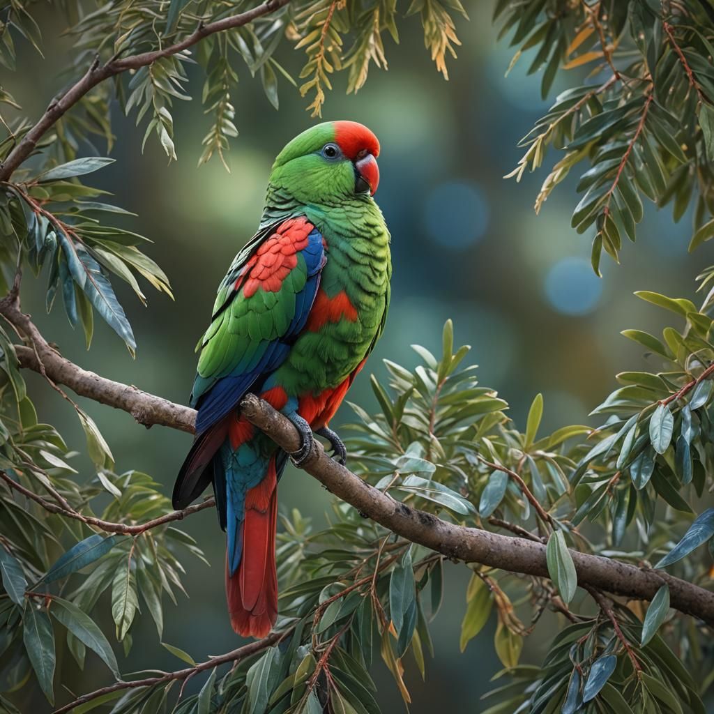 King Parrot Portrait in Photorealistic Macro Detail