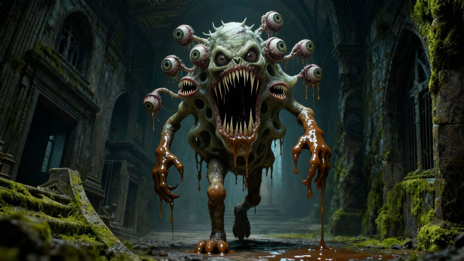 Horrible Amorphous Creature Lurking in Crypt