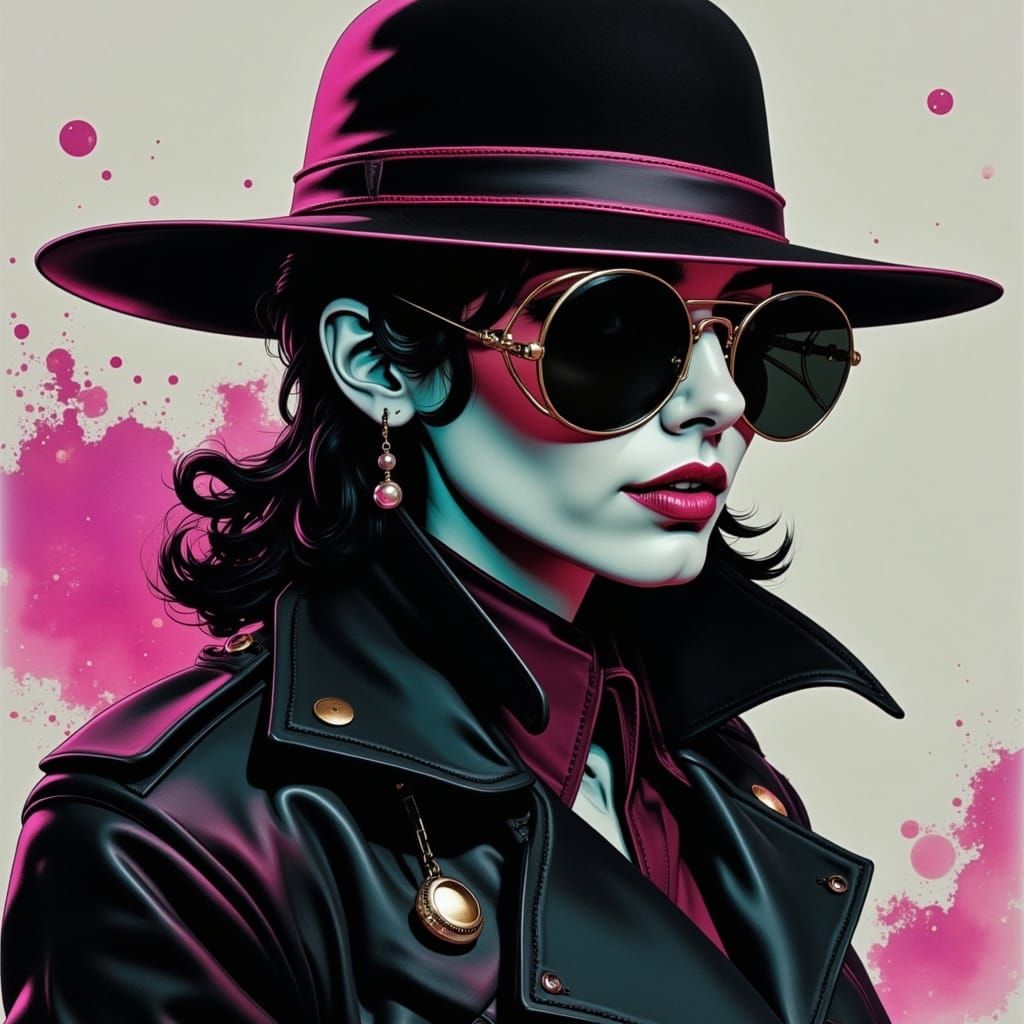 Cyberpunk Detective in Rainy Night