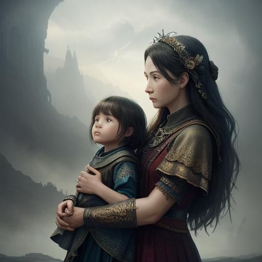 Epic Mother and Child Bond: Digital Matte Painting