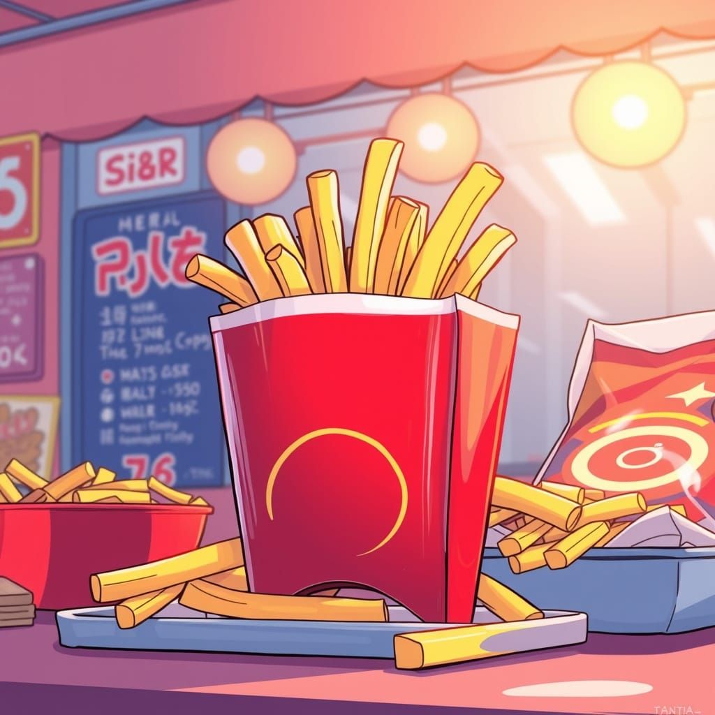 Crunchy Fries in Anime Key Visual Style