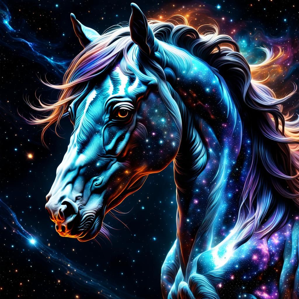 Cosmic Horse Concept Art in Space Opera Style
