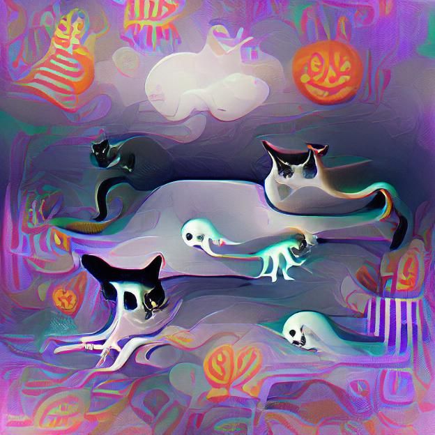 Surreal Spooky Cat in Dreamlike Setting