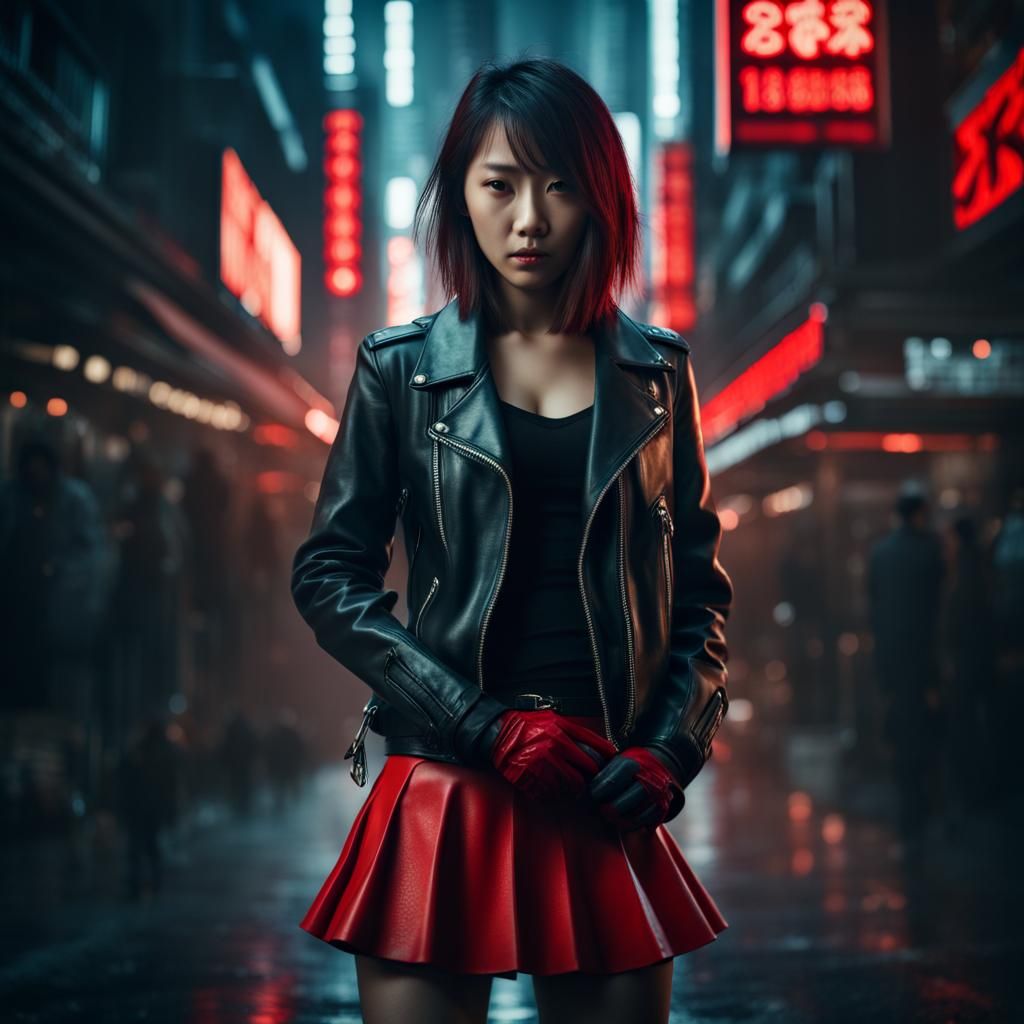 Fierce Japanese Woman with MP5K: Cinematic Close-Up