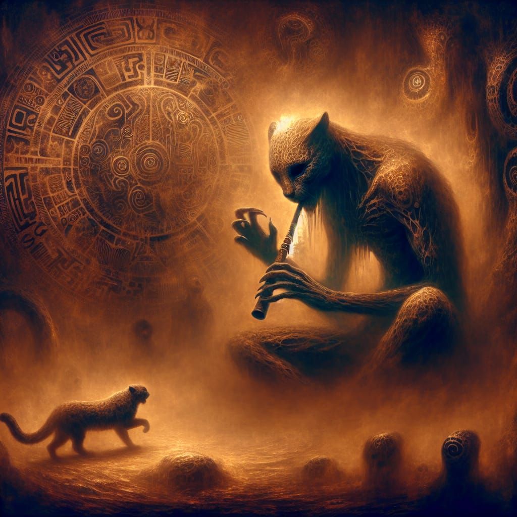 Menacing Jaguar Piper in Ocher Mist