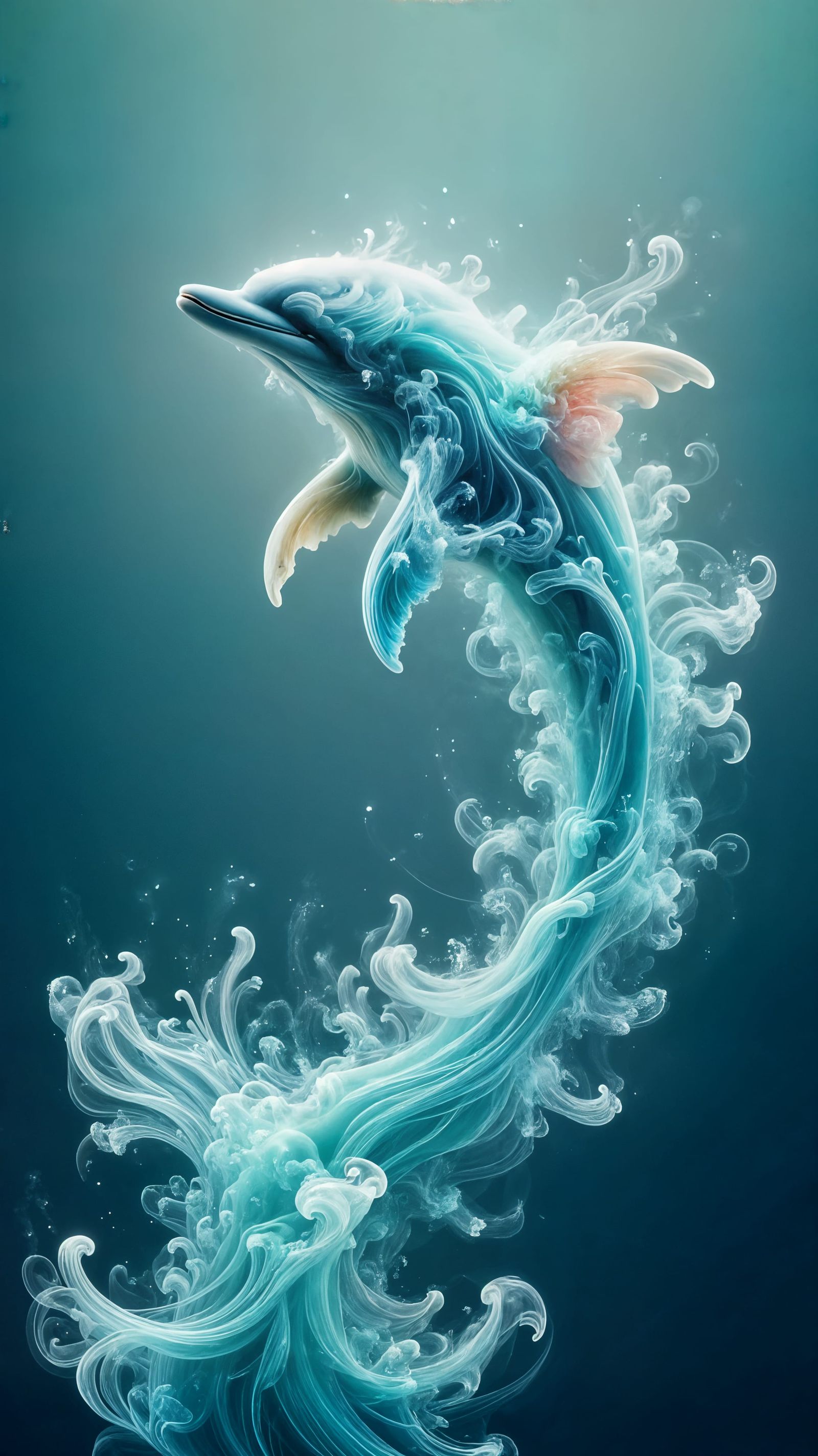 Dolphin Made of Water Droplets Jumps Out of the Sea in a Dre...