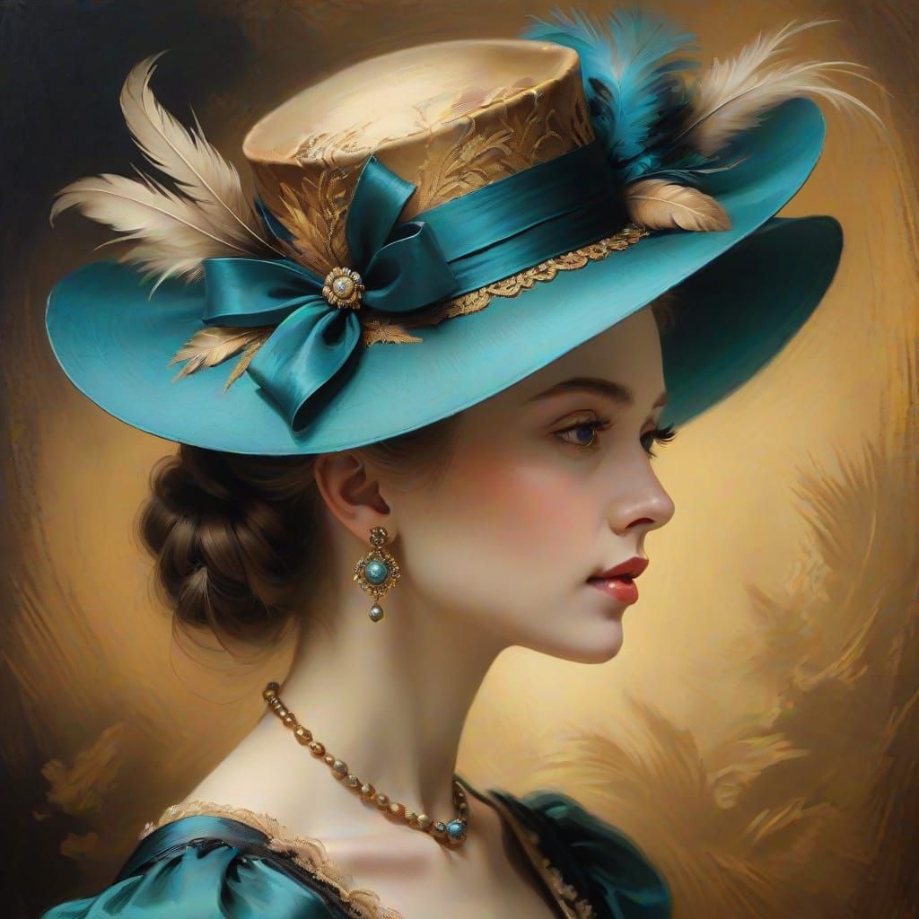 Elegant Woman in Baroque Style Profile Portrait