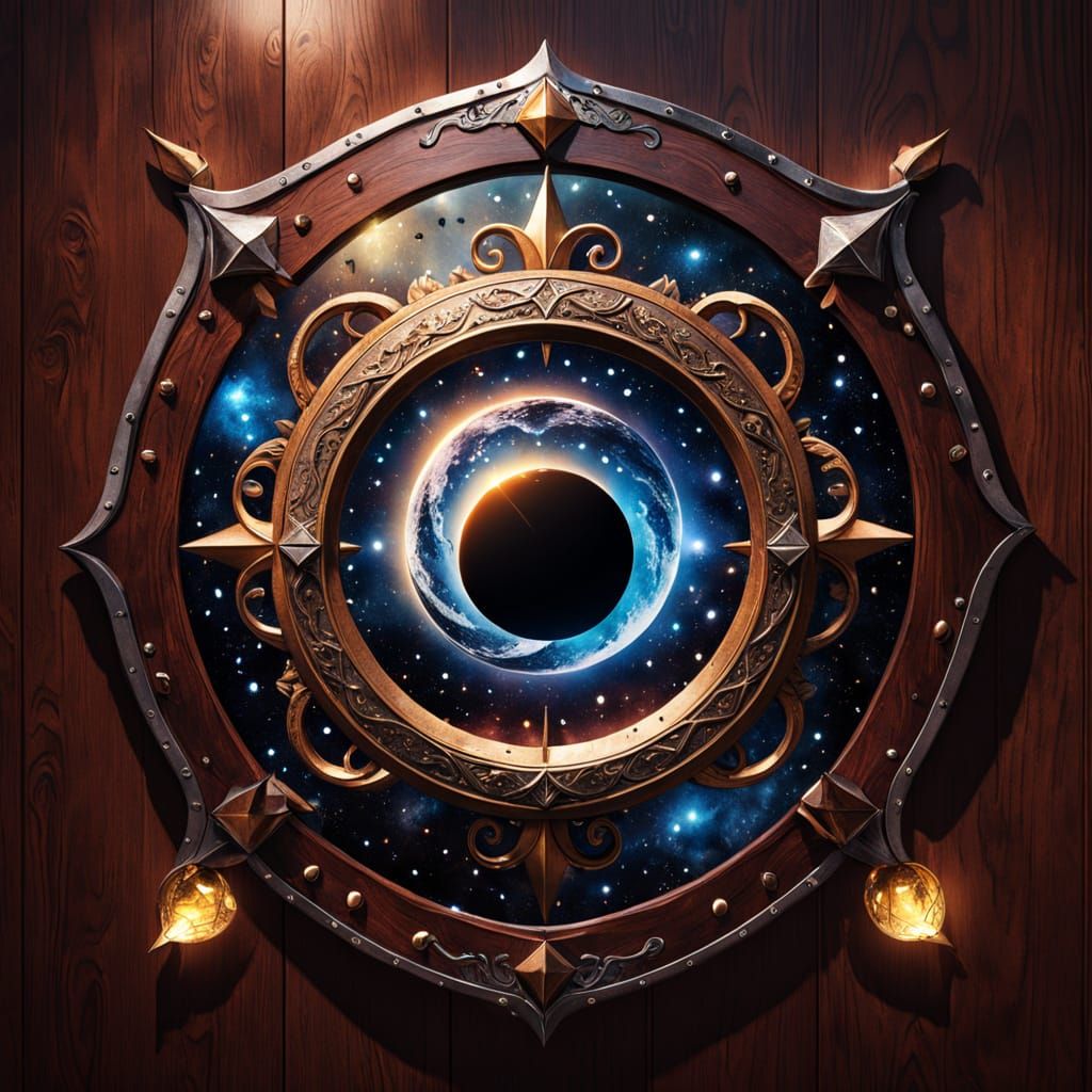 Ethereal Shield in Rich Mahogany Frame