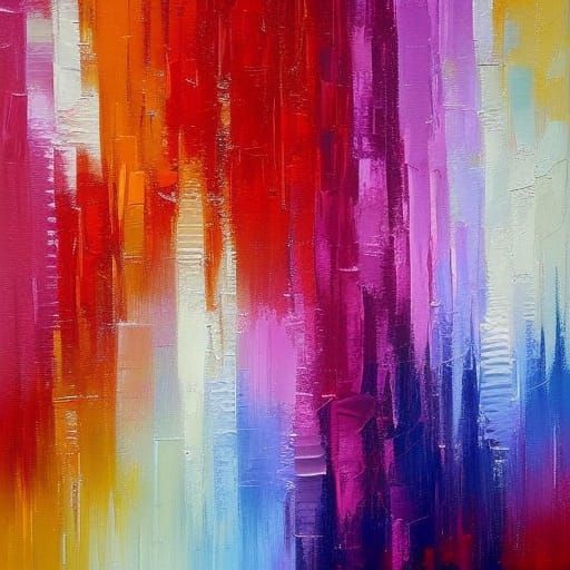 Abstract Pink Triangles in Impressionist Oil Painting
