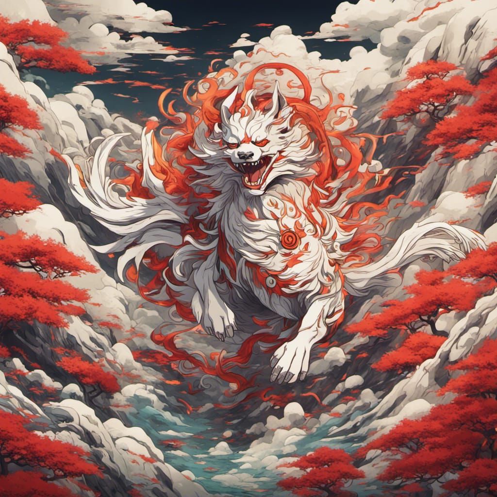 Okami Amaterasu: Vivid Color 8k Concept Art