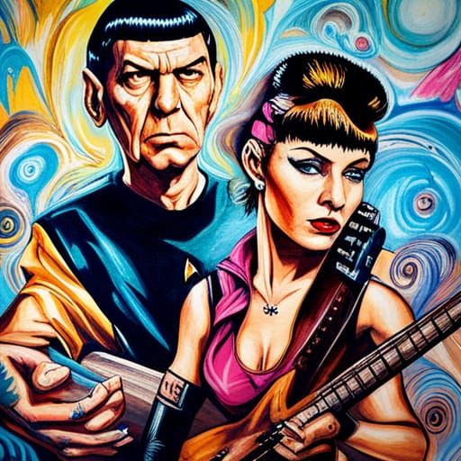 Retro Punk Portrait of Spock and Punk Rocker
