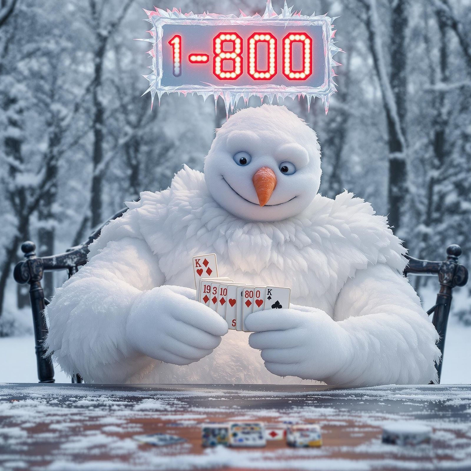 Elegant Snowman Loses Big in High-Stakes Bridge Game
