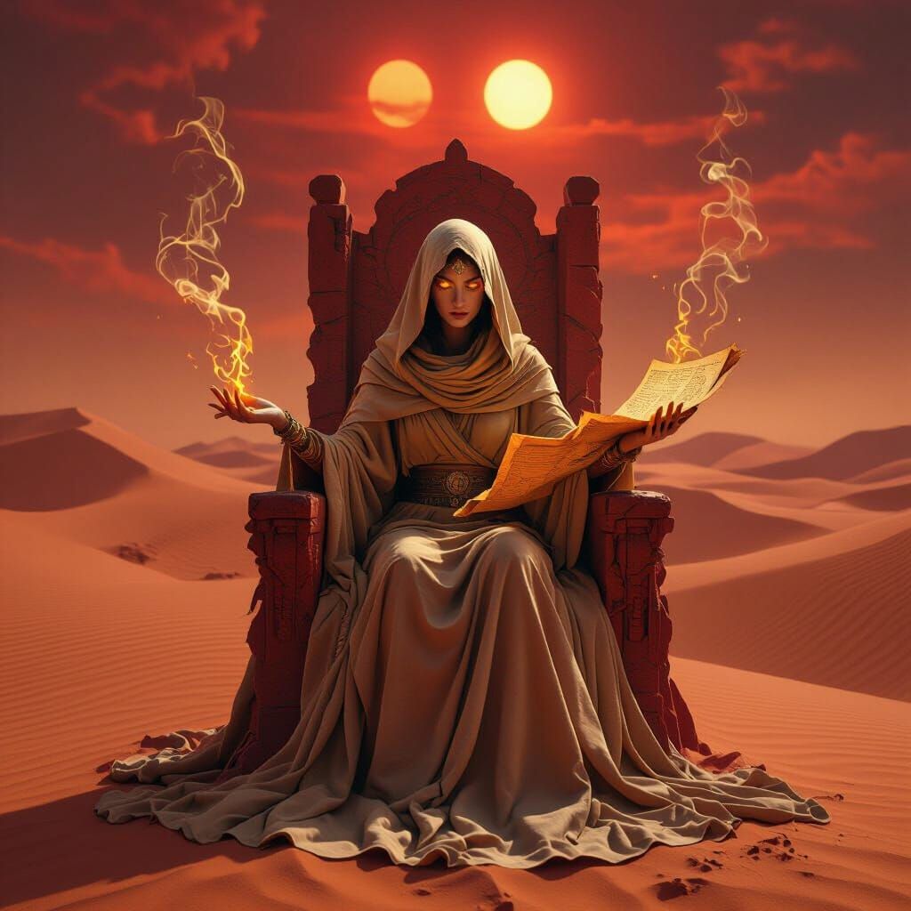 Oracle in Painted Desert Dreamscape, Painterly Style