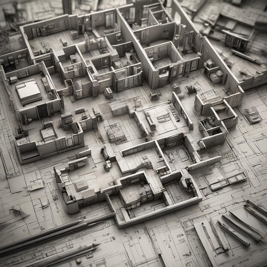 Pencil Layout Design for Six-Room Interior