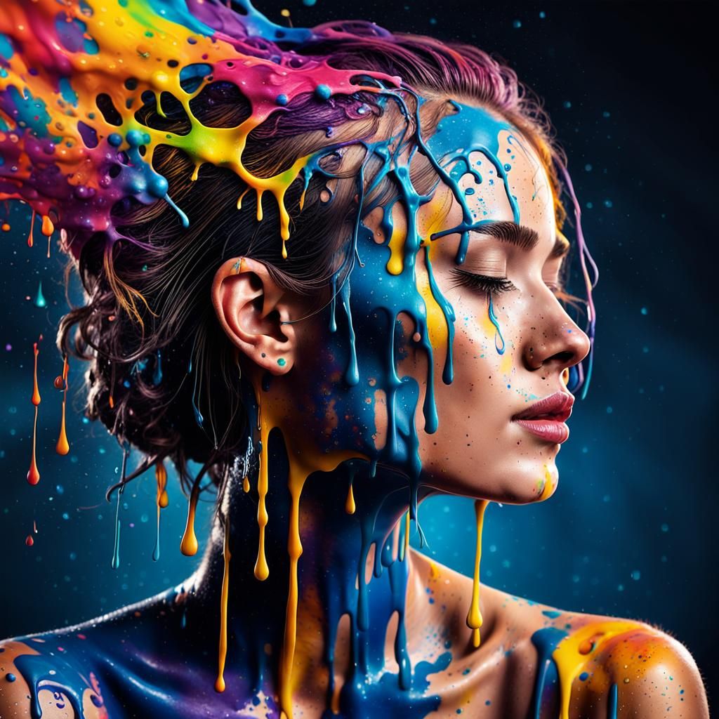 Ink Art Portrait: A Woman's Colorful Profile