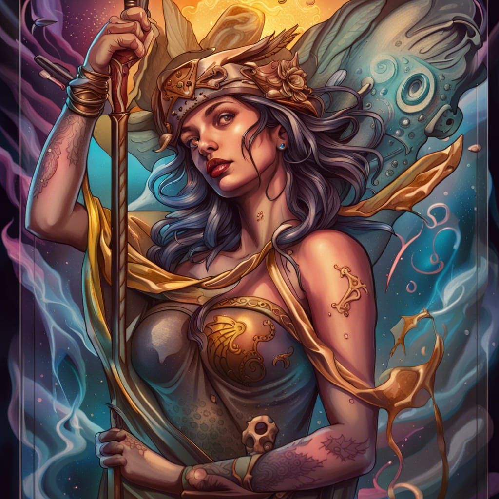 tattoo tarot justice card design surreal