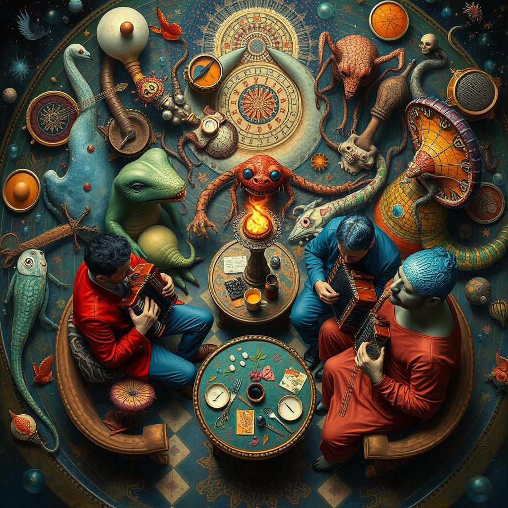 Psychedelic Sacred Geometry Utopia in Surrealist Style