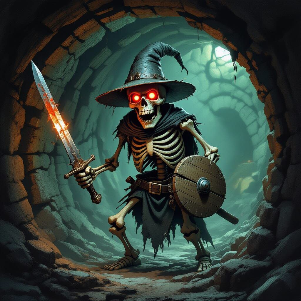 Aggressive Skeleton Miner in Dark Fantasy Concept Art