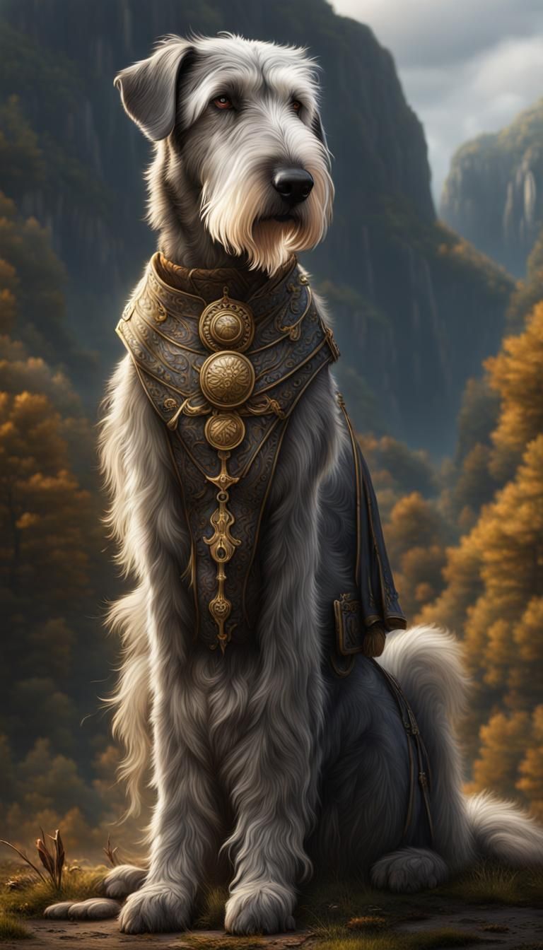 Regal Irish Wolfhound in Detailed Matte Painting