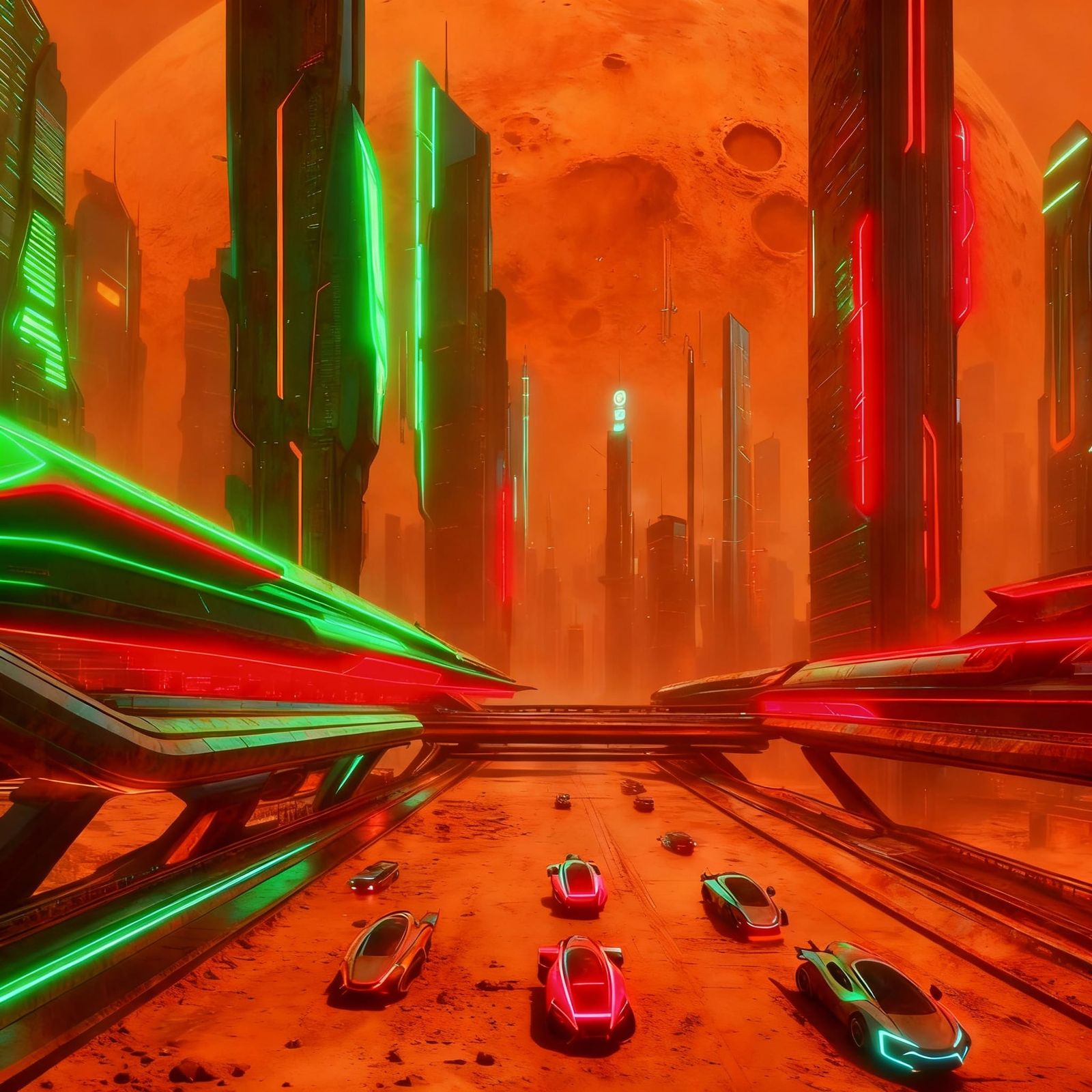 Neon Green and Red Abstract Light Art