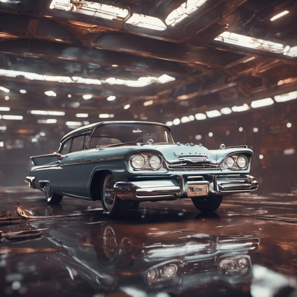 Futuristic 1958 Plymouth Fury Ground Level Shot