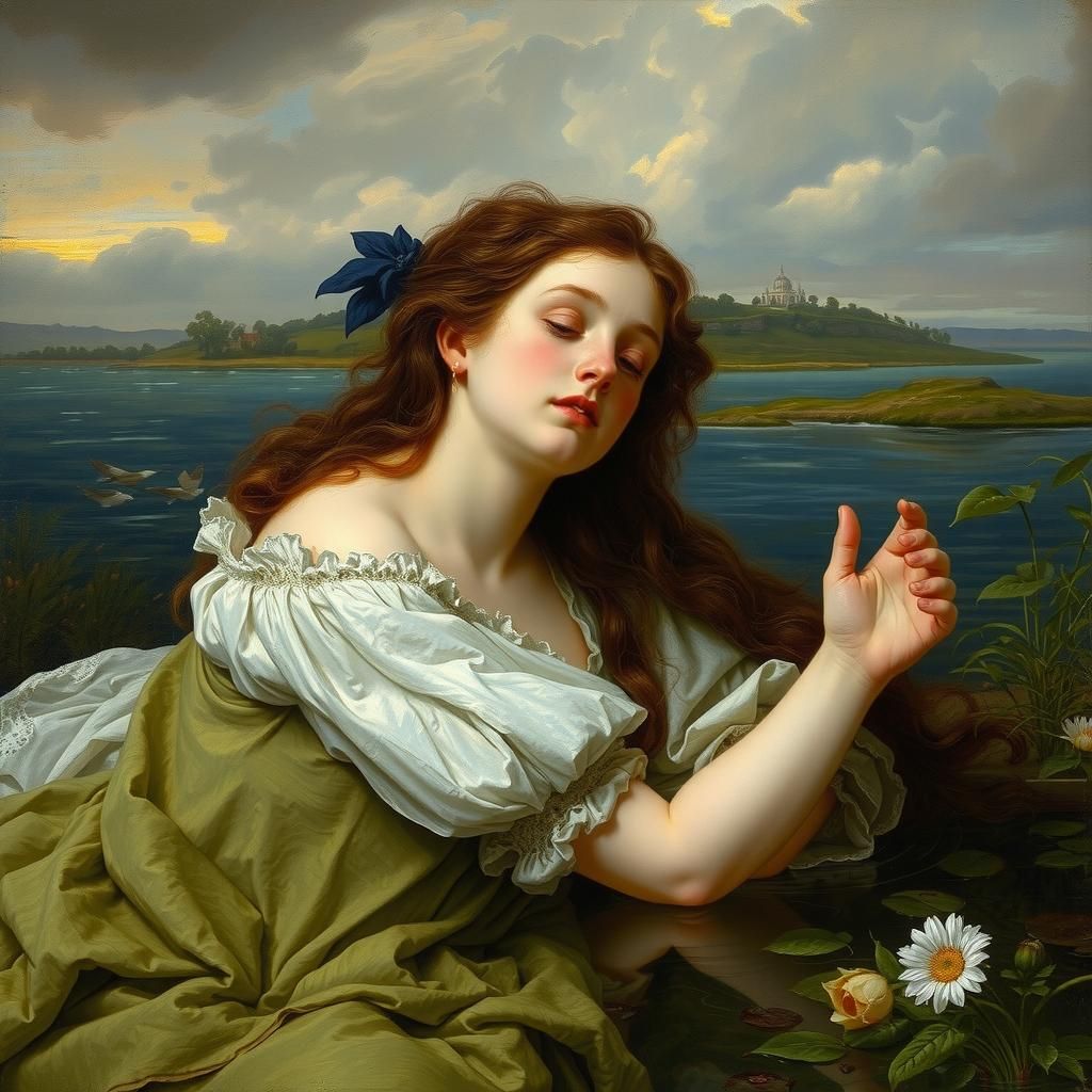 Ophelia Drowning: Detailed Concept Art