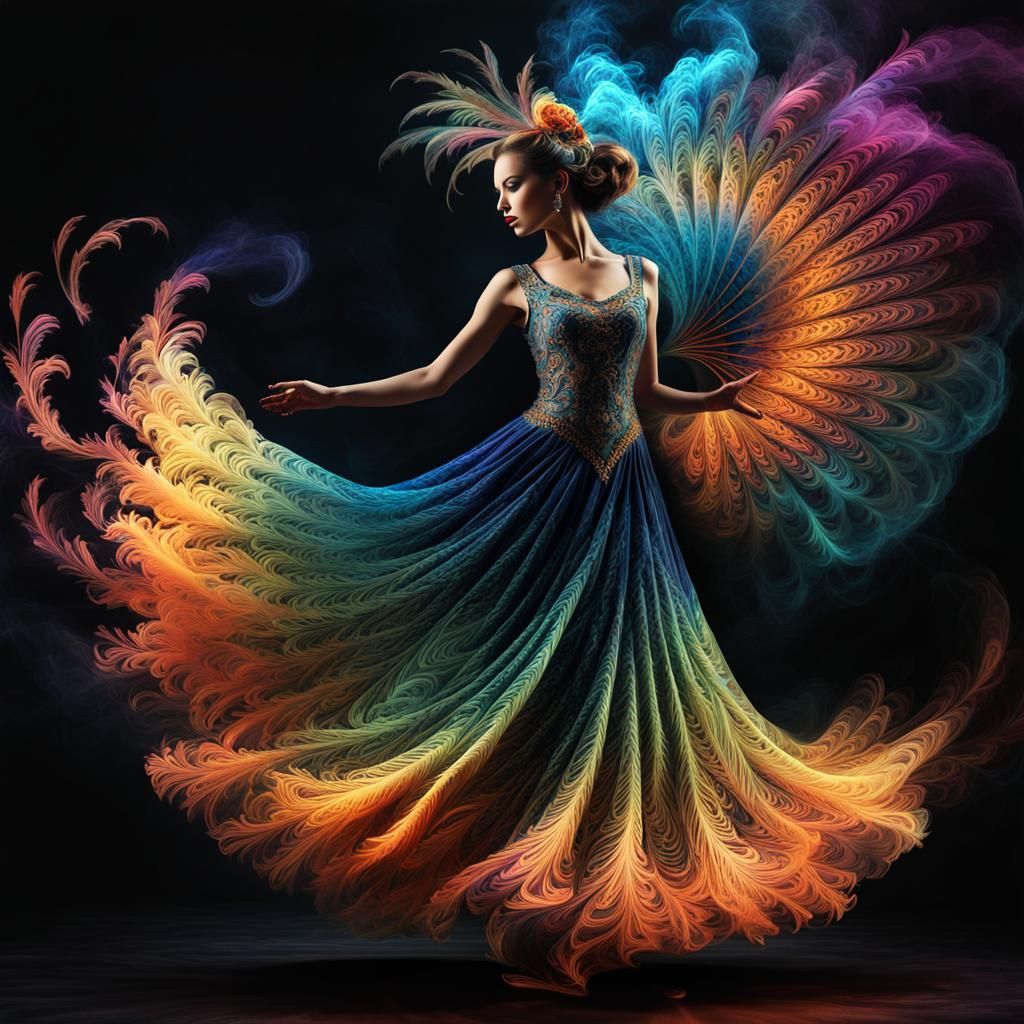 Dynamic Flamenco Dancer in Gothic Generative Art Style