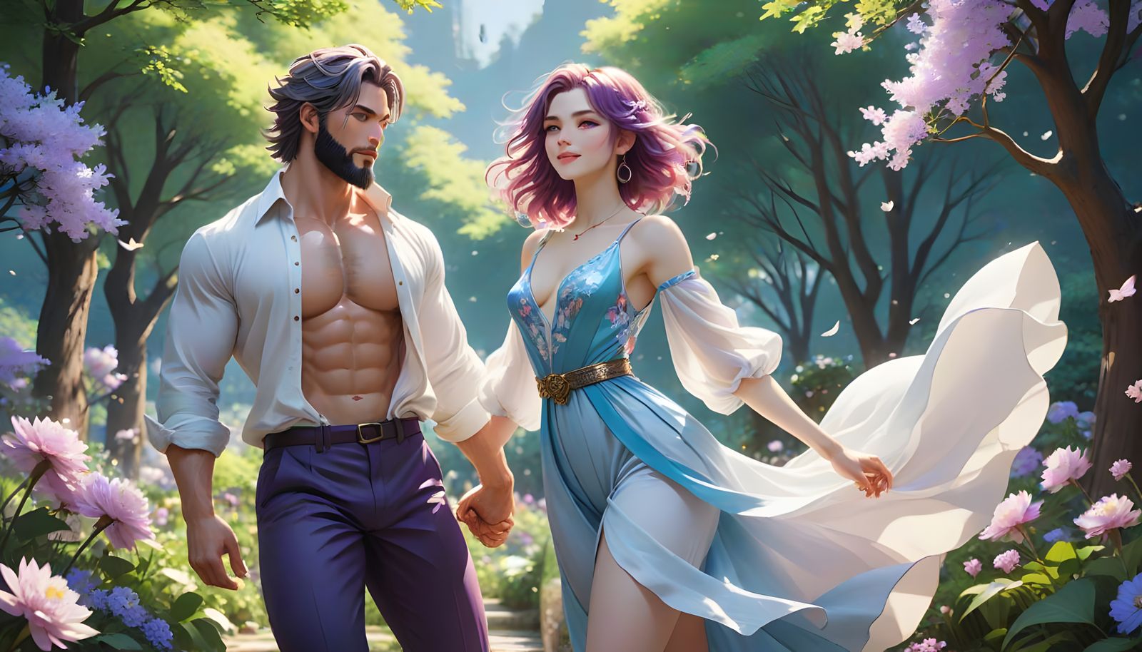 Stunning Anime-Inspired Concept Art of a Couple Dancing in a...