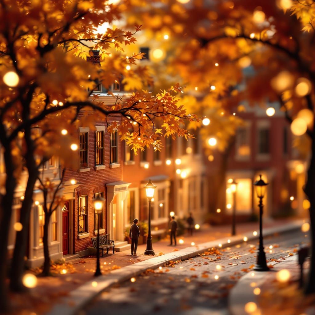 Acorn Street Miniature in Autumn Light