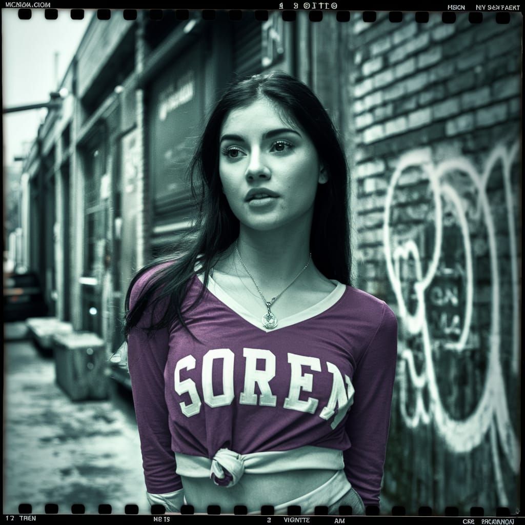 Mexican Model in Gritty Urban Film Still