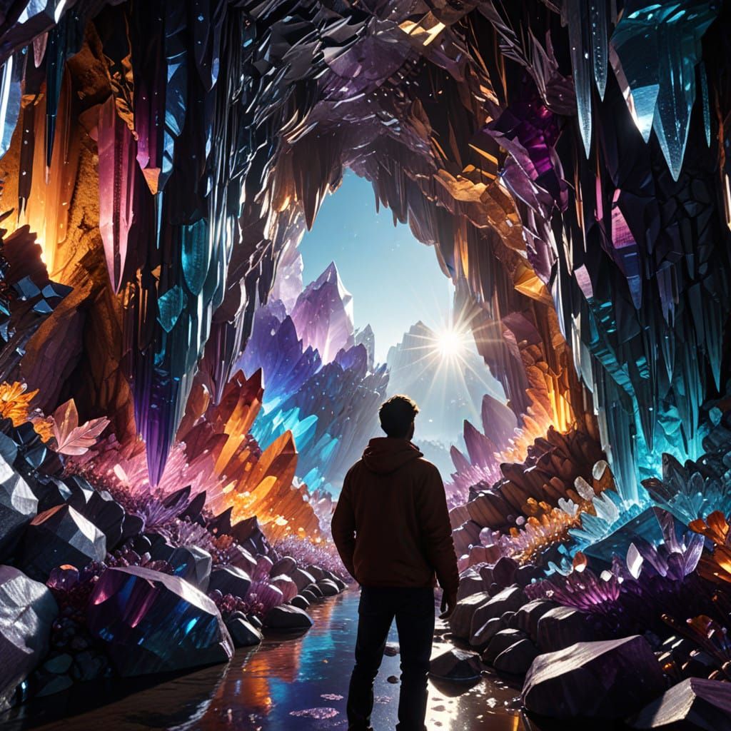 Crystal Caves in Vibrant Triadic Colors