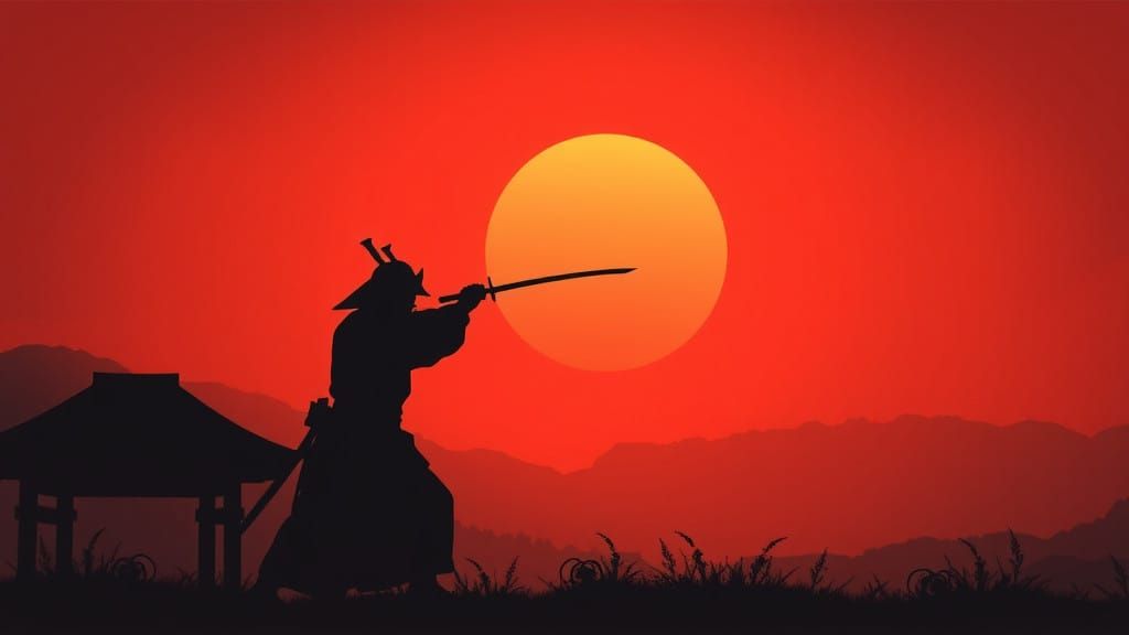 Samurai in Golden Light of Medieval Japan