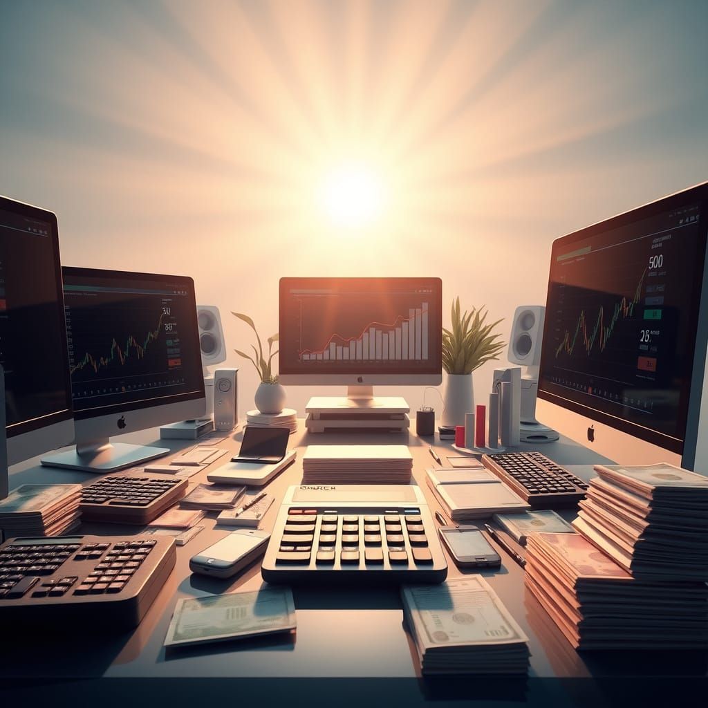 Radiant Background with Harmonious Accounting Office Objects...