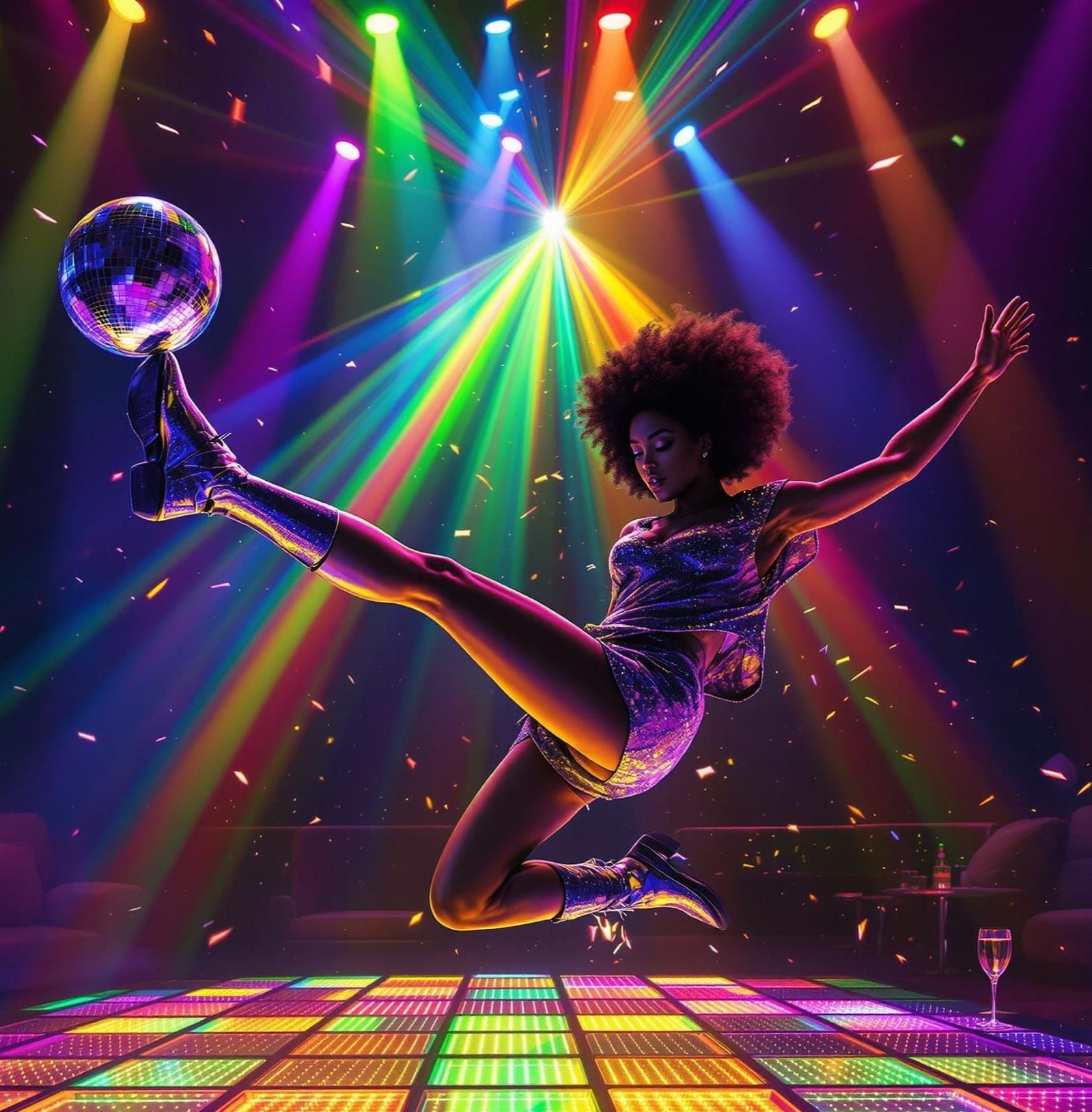 Vibrant Disco Explosion in Midair