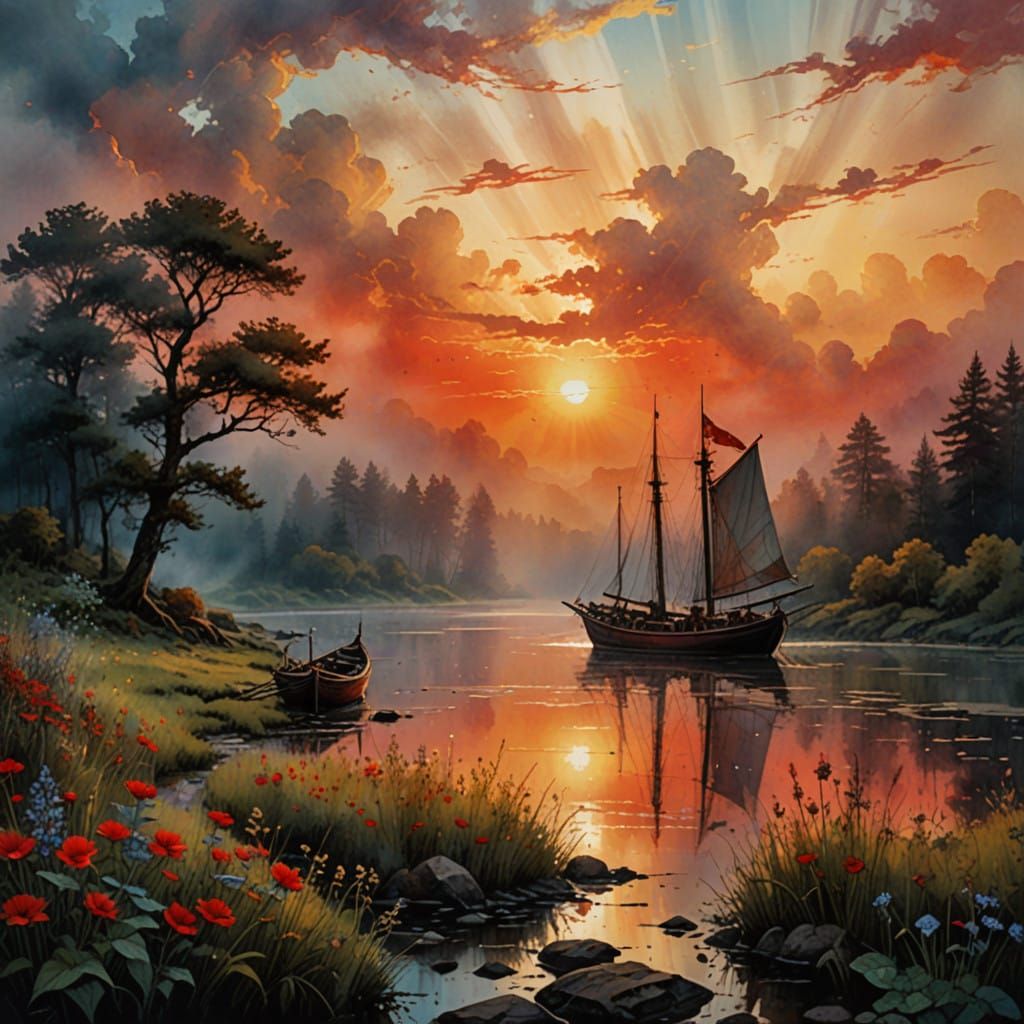 Vibrant River Fantasy