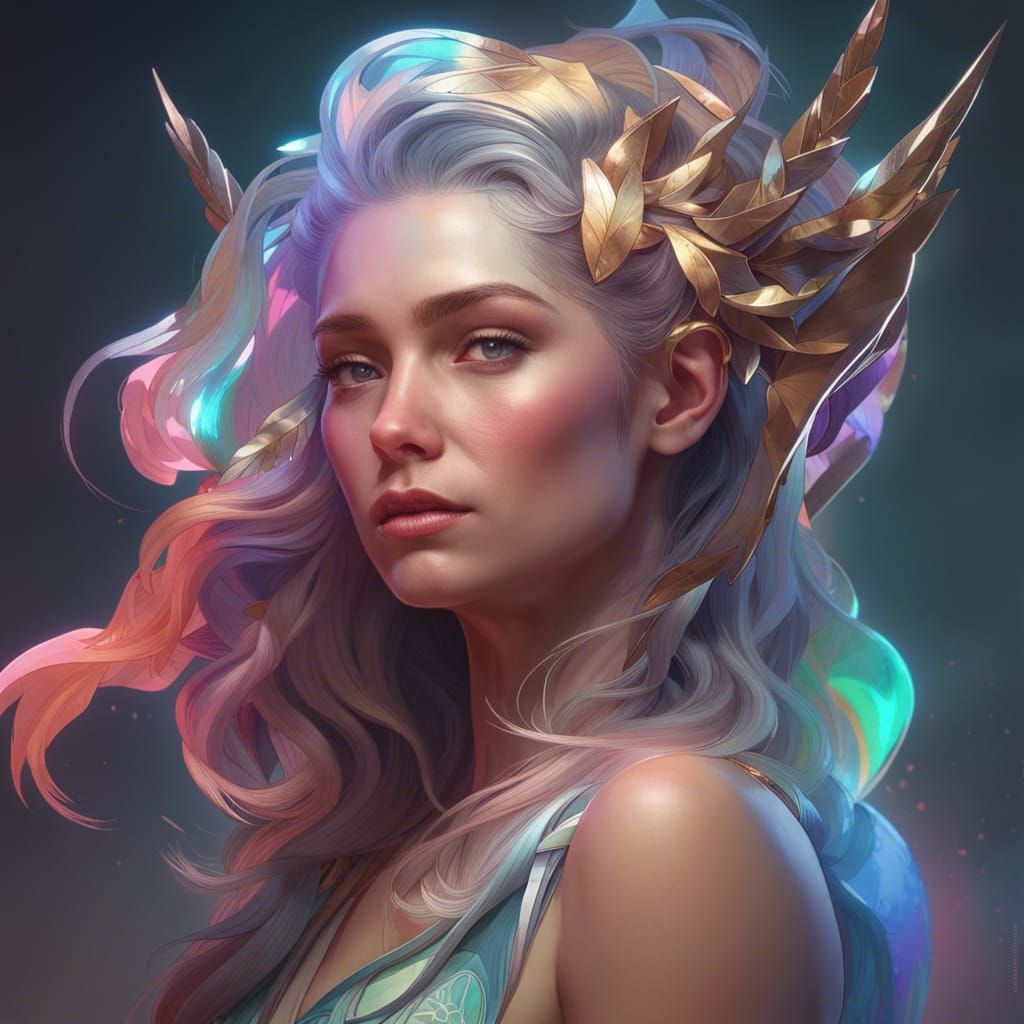 Detailed Human Unicorn Hybrid Portrait