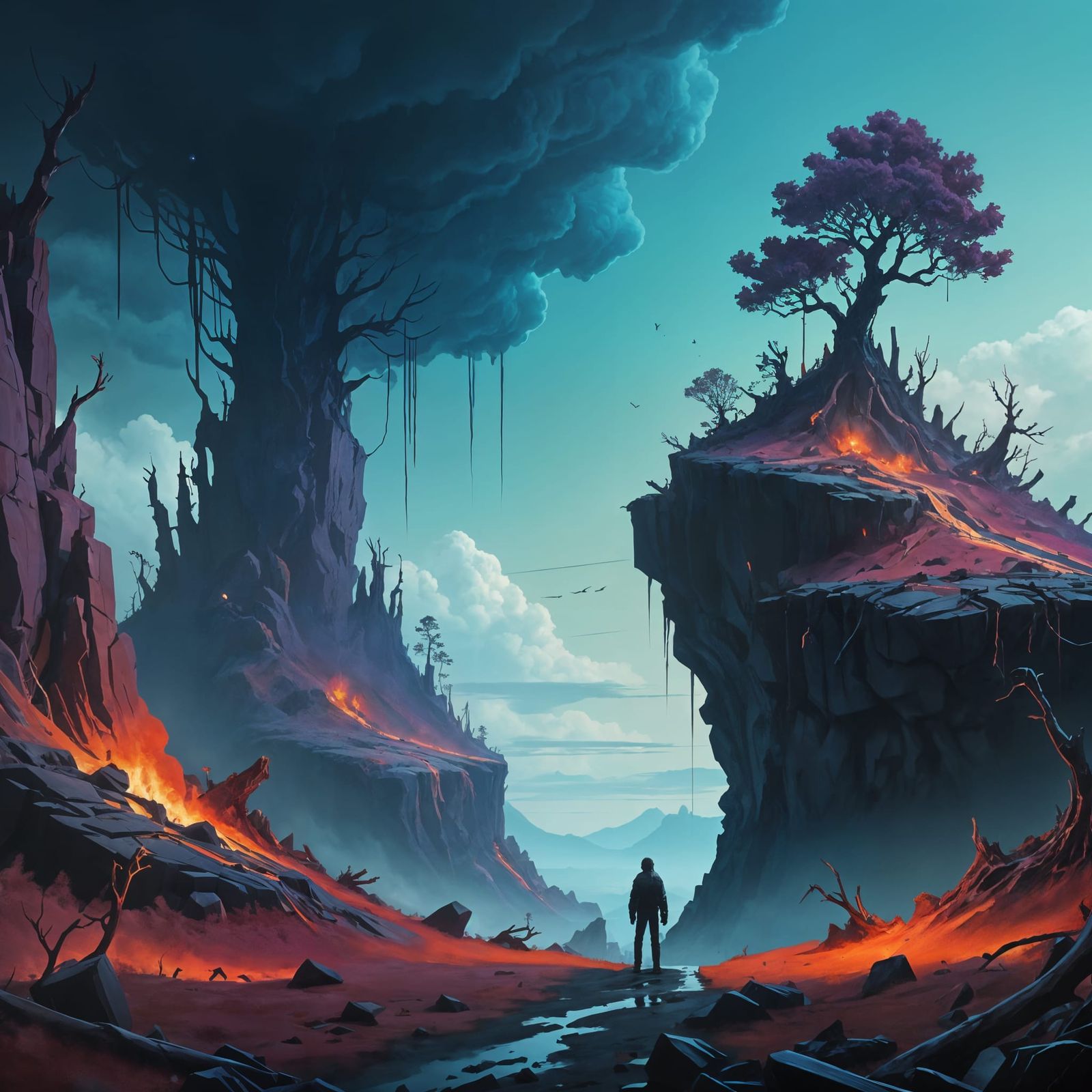 Haunting Figure in a Beksiński-Inspired Landscape