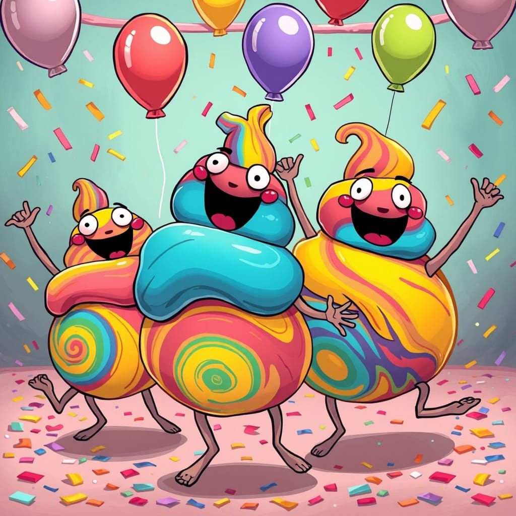 Joyful Turds Dance in Whimsical Wonderland