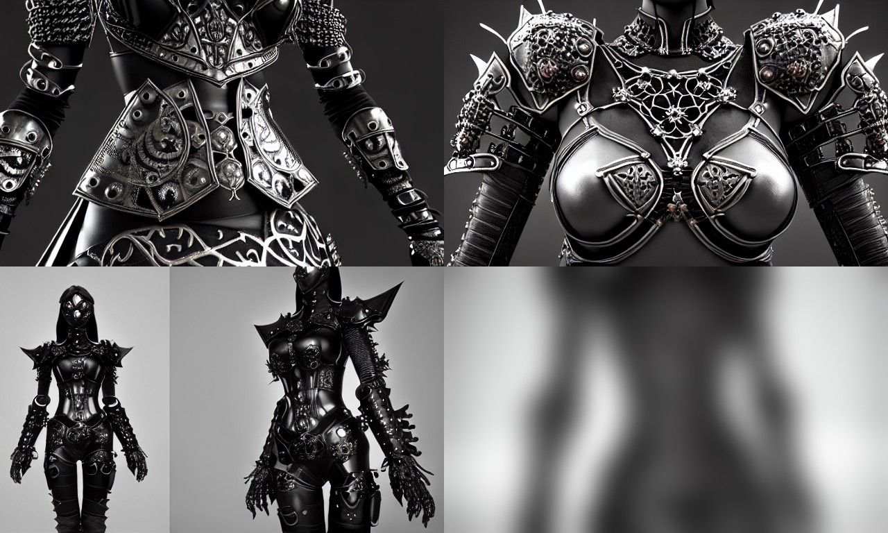 Gothic Female Armor Set in Black Leather