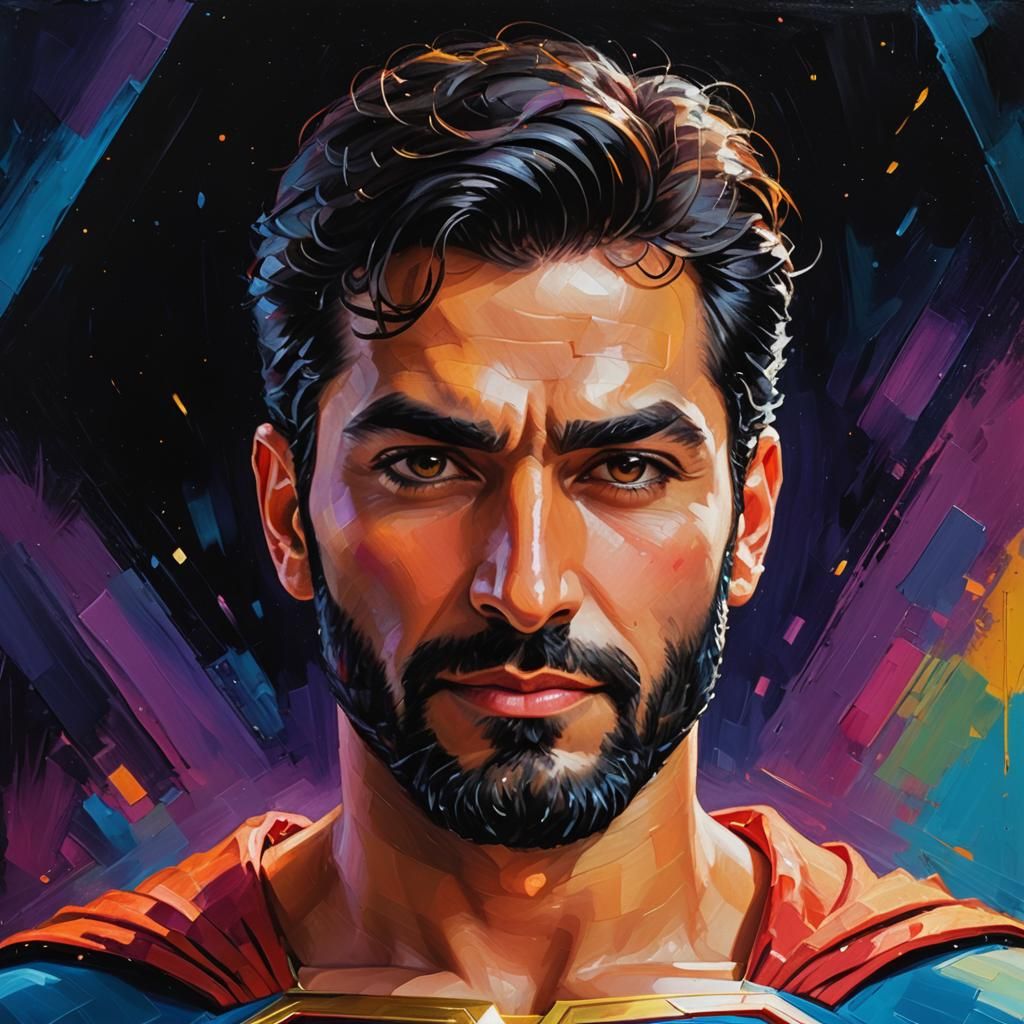 Arab Superman Portrait in Impressionist Style