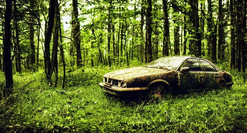 Abandoned Car Slowly Decaying in Forest