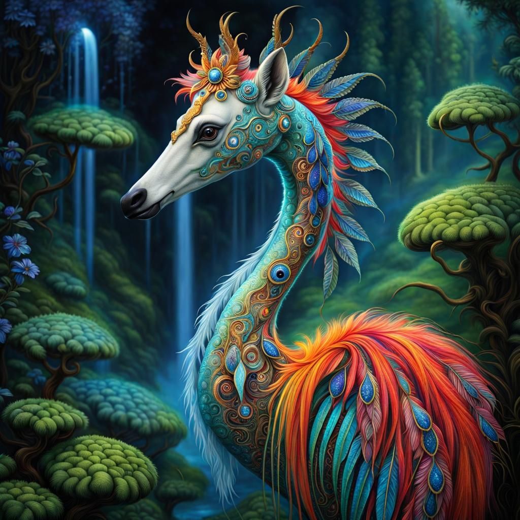 Entrancing Furry Creature in Vibrant Fantasy Style