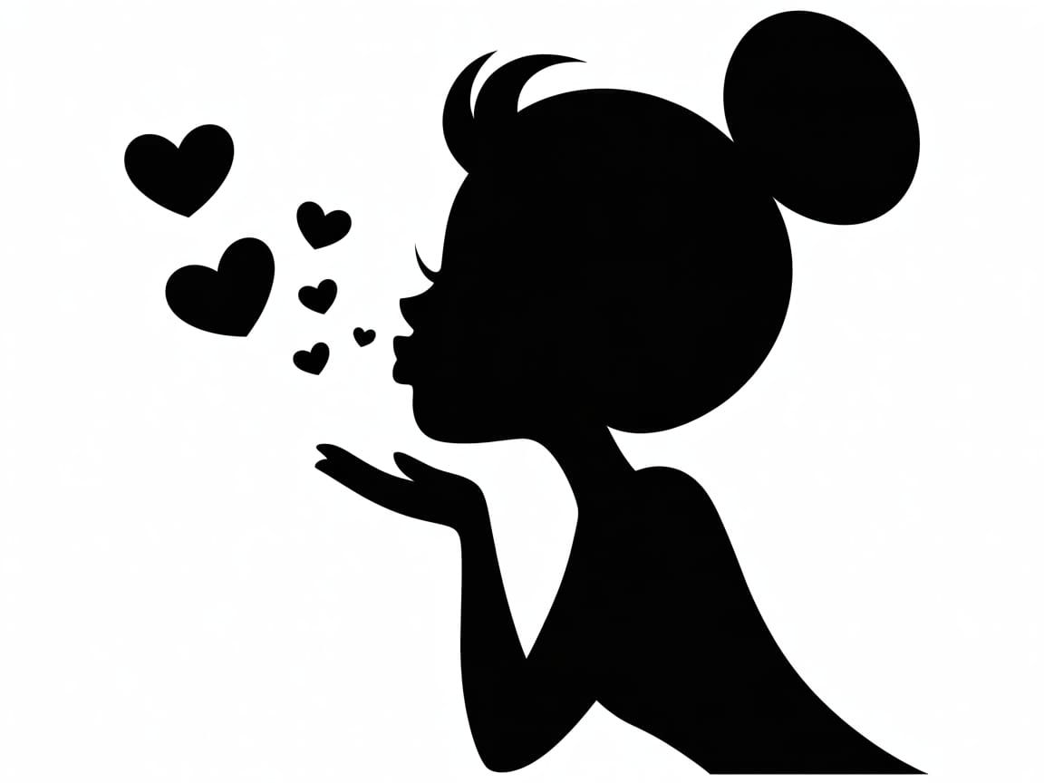 Tinkerbell Silhouette Blowing Kisses in Vector Style