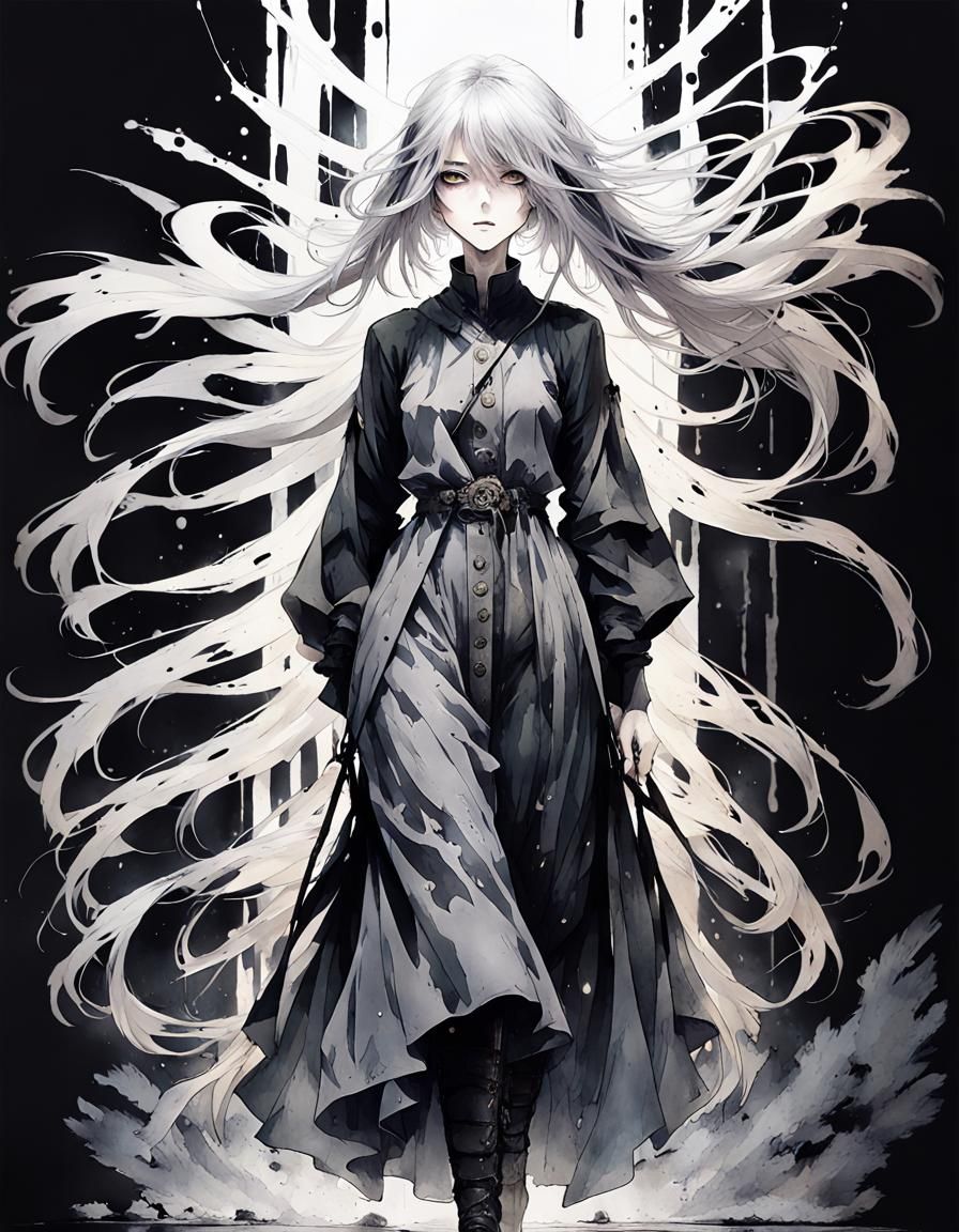 Anime Necromancer Disappearing into Darkness